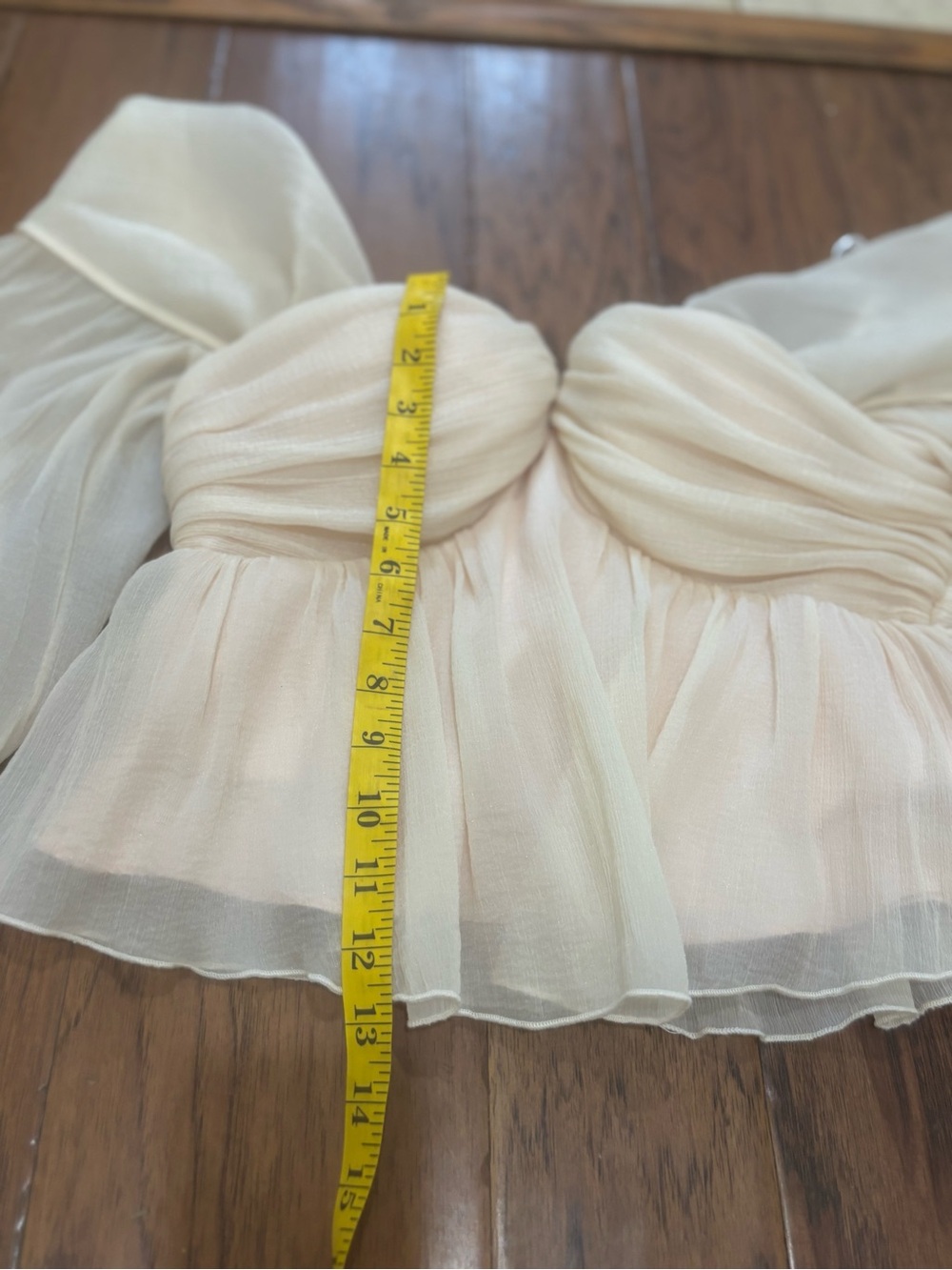 House of Harlow 1960 Sheer Puff Sleeve Corset Peplum Top Small Revolve - Picture 11 of 12